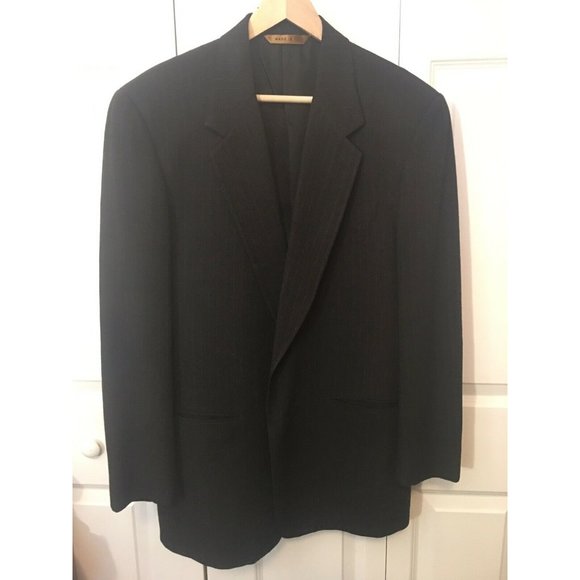 Donna Karan New York Jacket 40 R Dark Gray Pinstriped Made In Italy - Picture 3 of 8